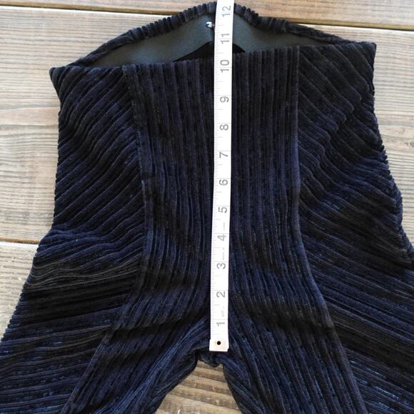 Free People Pants Womens XS Black Ribbed Velvet Flare Leg High Rise Stretch Boho - Picture 8 of 11